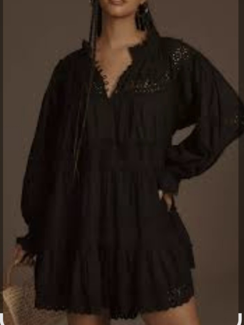Black Maeve by Anthropology Black Lace-Trim